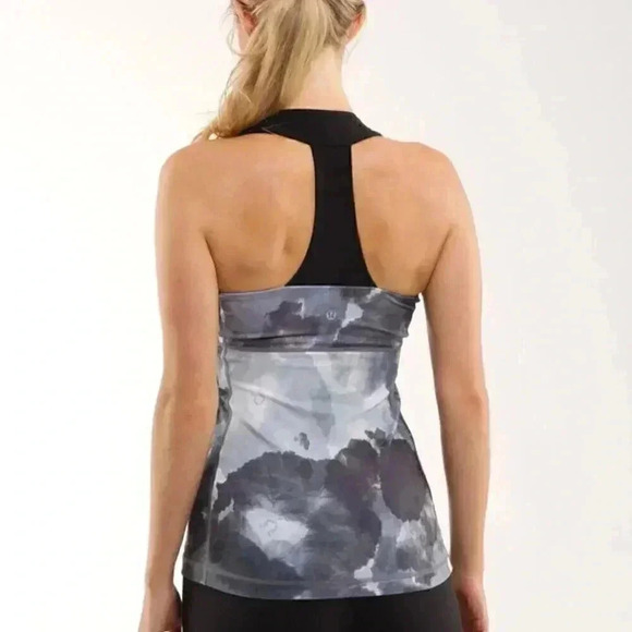 Lululemon Scoop Neck Black / White Coal Tinted Canvas  run yoga athletic tank 4 - Picture 1 of 4